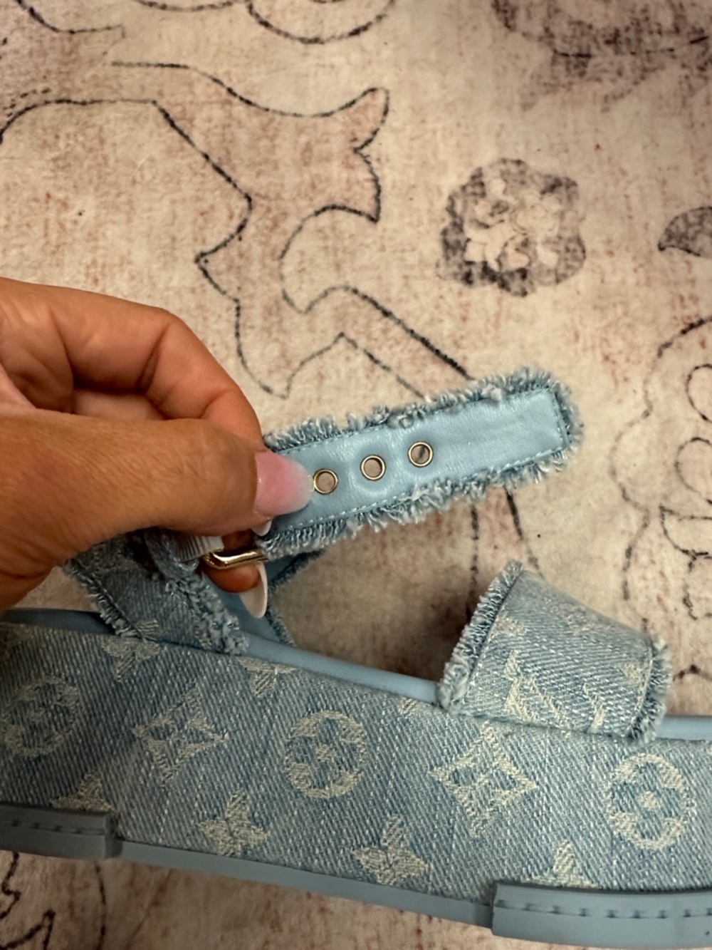 Size 38 100% authentic Louis Vuitton wedges denim - Picture 14 of 15